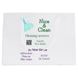 緑青の光るクリーニングモップに追加 - 名前 住所 QRコード R B ラージペーパーバッグ