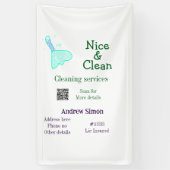 緑青の光るクリーニングモップに追加 - 名前 住所 QRコード R B 横断幕 (縦)