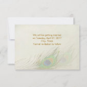 緑青の孔雀の羽根 Save the date 招待 セーブザデート (裏面)