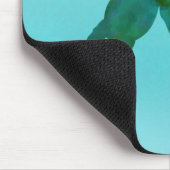 緑青の水彩画の海とカメ マウスパッド (コーナー)