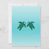 緑青の水彩画の海のカメのアニバーサリー 招待状 (裏面)