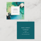 緑青の金ゴールド水彩インク名刺 スクエア名刺 (正面/裏面)