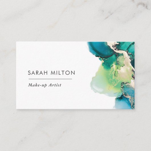 緑青の金ゴールド水彩インク名刺 名刺 (正面)