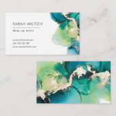 緑青の金ゴールド水彩インク名刺 名刺 (正面/裏面)