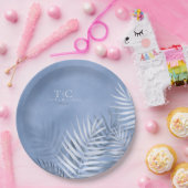 緑青パーム結婚リーフのウィンザーブルーV2 ID956 ペーパープレート (パーティー)