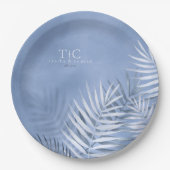 緑青パーム結婚リーフのウィンザーブルーV2 ID956 ペーパープレート (正面)