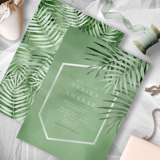 緑青パーム結婚リーフのモスグリーンID956