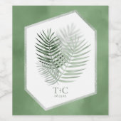 緑青パーム結婚リーフのモスグリーンID956 ワインラベル (シングルラベル)