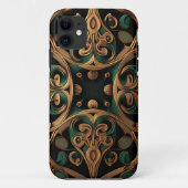 緑青ブロンズの装飾的な格子模様の装飾 Case-Mate iPhoneケース (裏面)
