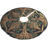 緑青ブロンズ装飾チェック柄飾り ブラッシュドポリエステルツリースカート (アングル)