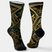 緑青ブロンズ装飾格子飾り模様 ソックス (傾斜あり)