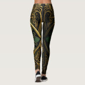緑青ブロンズ装飾格子飾り模様 レギンス (裏面)