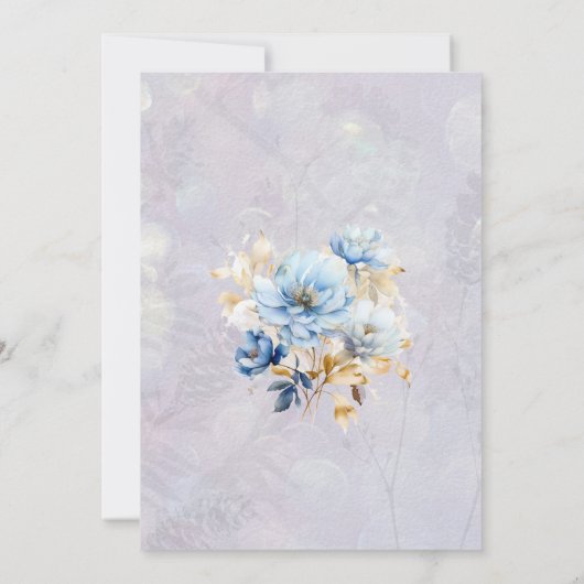 緑青ホワイトウォーターカラーフローラ50誕生日 招待状 (裏面)