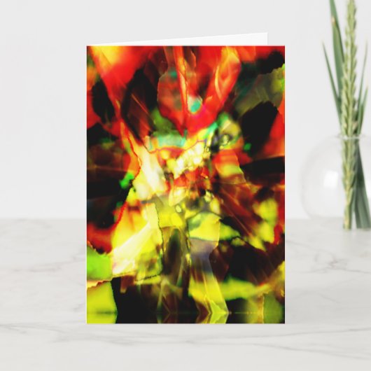 緑青レッドオレンジイエローブラック抽象芸術フローラデザイン カード (正面)