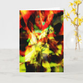 緑青レッドオレンジイエローブラック抽象芸術フローラデザイン カード (黄色い花)