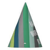 緑青灰色のストライプ紙パーティー パーティーハット (左)