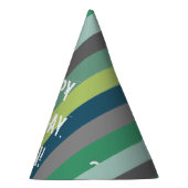 緑青灰色のストライプ紙パーティー パーティーハット (右)