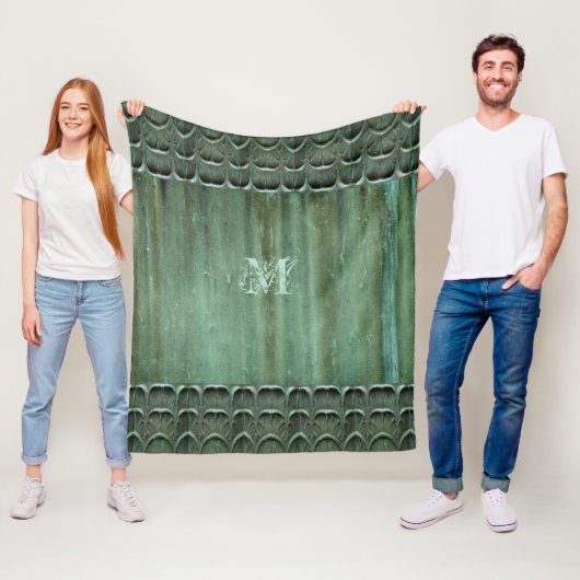 緑青銅箔パターン フリースブランケット (インサイチュ)