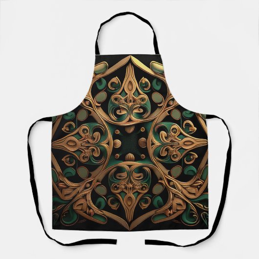 緑青銅装飾格子模様装飾品 エプロン (正面)