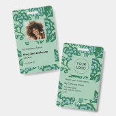 緑青鮮やか花はっきりした柄 バッジ (表裏)