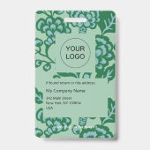 緑青鮮やか花はっきりした柄 バッジ (裏面)