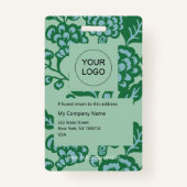 緑青鮮やか花はっきりした柄 バッジ (裏面)