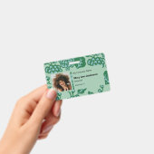 緑青鮮やか花はっきりした柄 バッジ (手持ち)