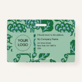 緑青鮮やか花はっきりした柄 バッジ (裏面)