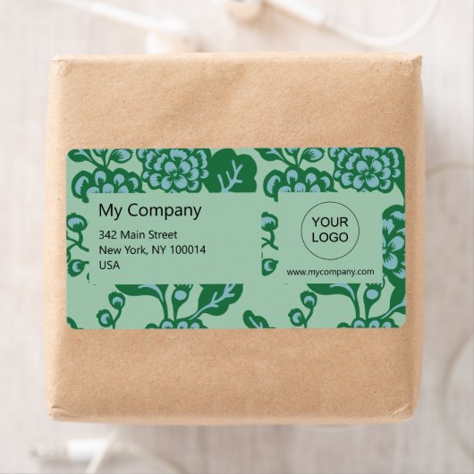 緑青鮮やか花はっきりした柄 ラベル (インサイチュ)