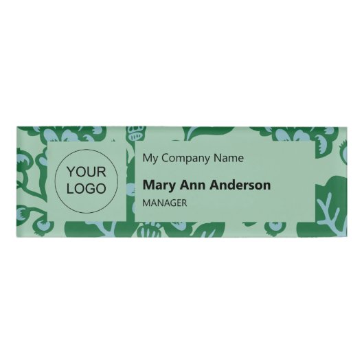 緑青鮮やか花はっきりした柄 名札 (正面)