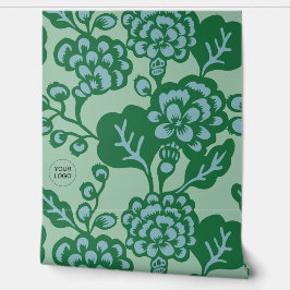 緑青鮮やか花はっきりした柄 壁紙