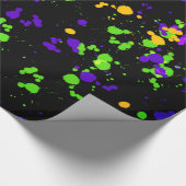 緑青黄色の絵を描（ばちゃばちゃ）跳ねるデザインパターン ラッピングペーパー (角)