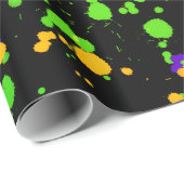緑青黄色の絵を描（ばちゃばちゃ）跳ねるデザインパターン ラッピングペーパー (ロールコーナー)