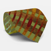 緑非対称幾何ストライプのレトロ ネクタイ (ロール)