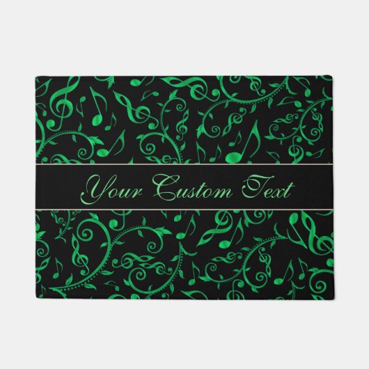 緑音楽は花パターン玄関マットに注意します ドアマット (正面)