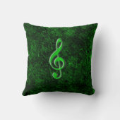 緑音楽ノートの記号の後舌音の枕 クッション (裏面)