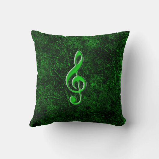 緑音楽ノートの記号の後舌音の枕 クッション (裏面)