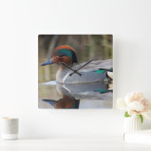 緑飛んだティール（緑がかった色） スクエア壁時計 (ホーム)