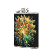 緑鮮やかと黄色の羽毛 フラスク (左)