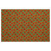 緑鮮やかの背景に赤いケシの模様 ファブリック (ファットクウォーター)