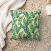 緑鮮やかバナナ離れ水の色のパターン クッション (ブランケット)