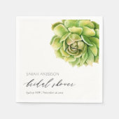 緑鮮やか水色多肉性ブライダルシャワー スタンダードカクテルナプキン (正面)