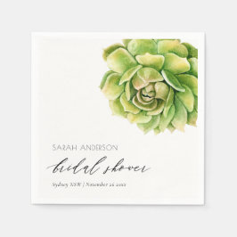 緑鮮やか水色多肉性ブライダルシャワー スタンダードカクテルナプキン