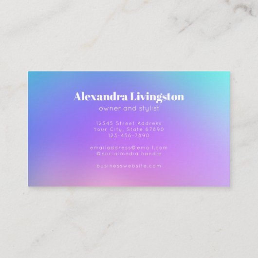 緑鮮やか紫抽象芸術グラムブシン 名刺 (裏面)