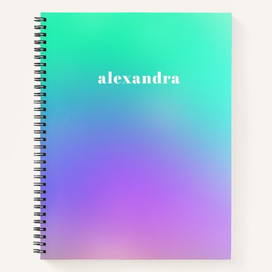 緑鮮やか紫抽象芸術Unicornグラデーション ノートブック (正面)