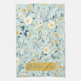 緑鮮やか色青白 キッチンタオル