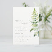 緑鮮やか金ゴールド水色シダ披露宴 招待状 (スタンド正面)