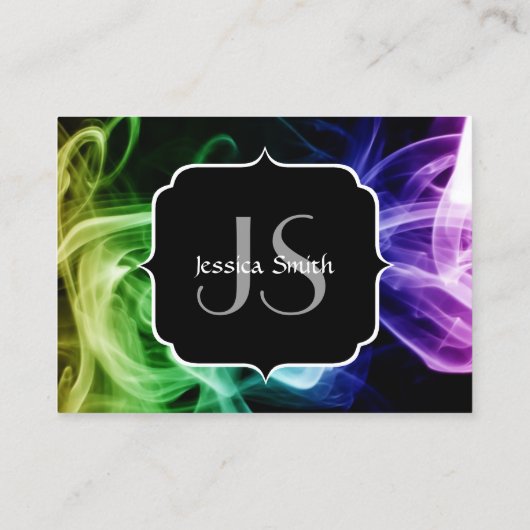 緑鮮やか青パープル抽象芸術スモークモノグラム 名刺 (裏面)