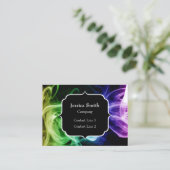 緑鮮やか青パープル抽象芸術スモークモノグラム 名刺 (スタンド正面)