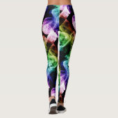 緑鮮やか青紫抽象芸術煙 レギンス (裏面)
